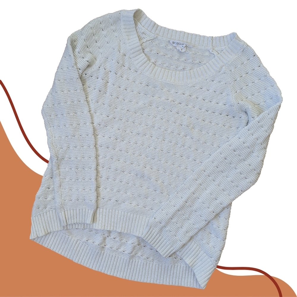 BCBGeneration White Open Knit Sweater